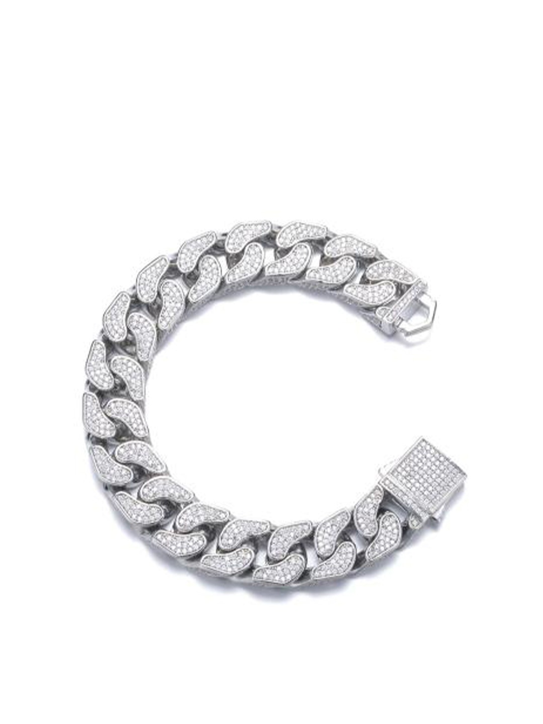 

Drip Project Men Cubic Zirconia Rhodium-Plated Wraparound Bracelet, Silver