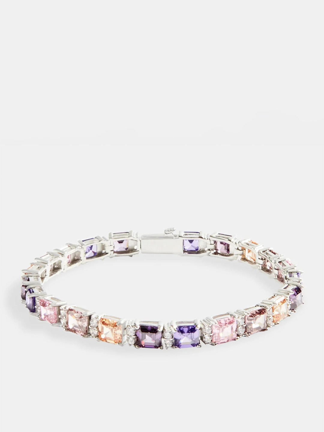 

Drip Project Men 14k White Gold Plated Cubic Zirconia Studded Wraparound Bracelet, Silver