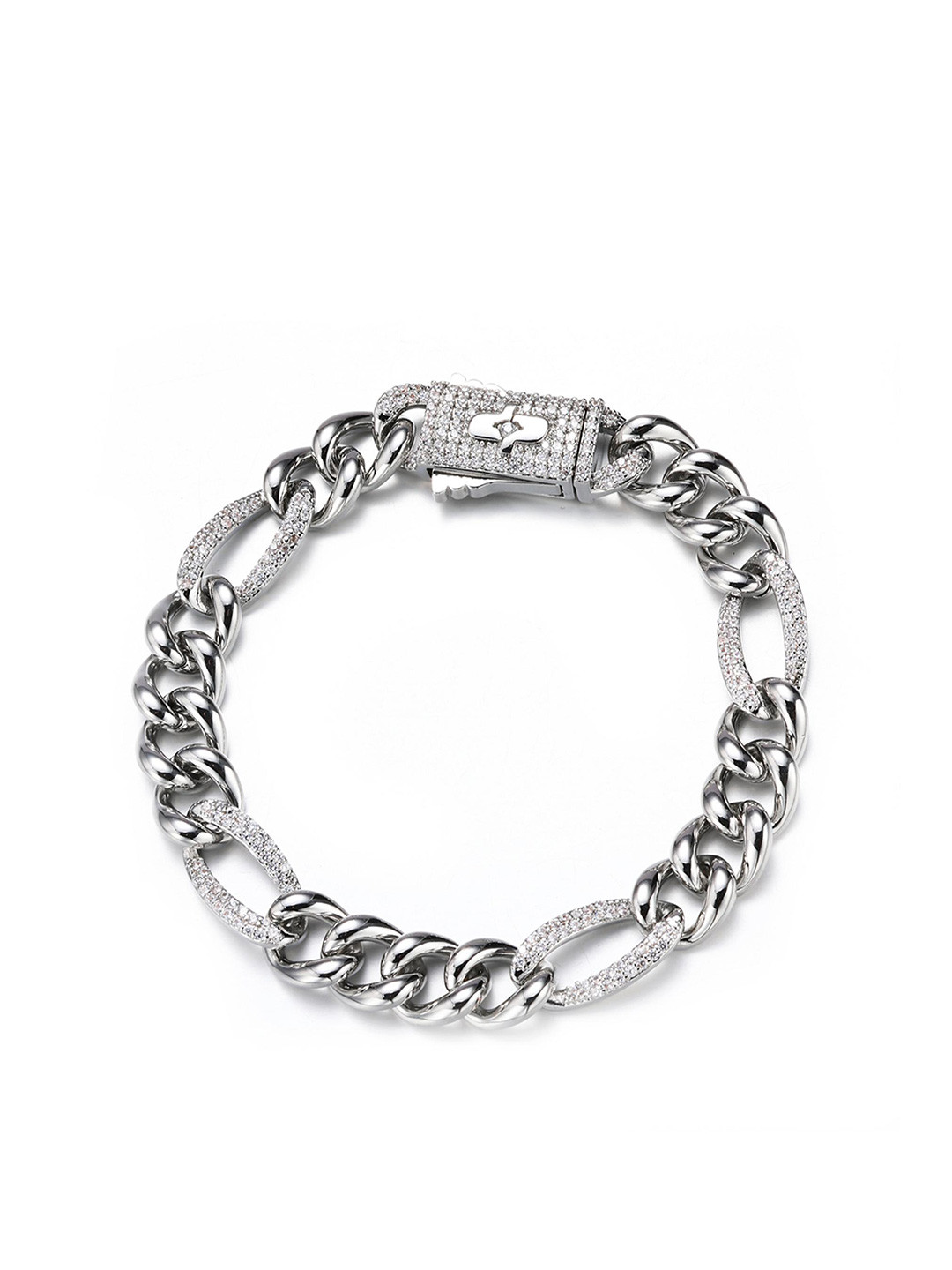 

Drip Project Men Cubic Zirconia Rhodium-Plated Link Bracelet, Silver