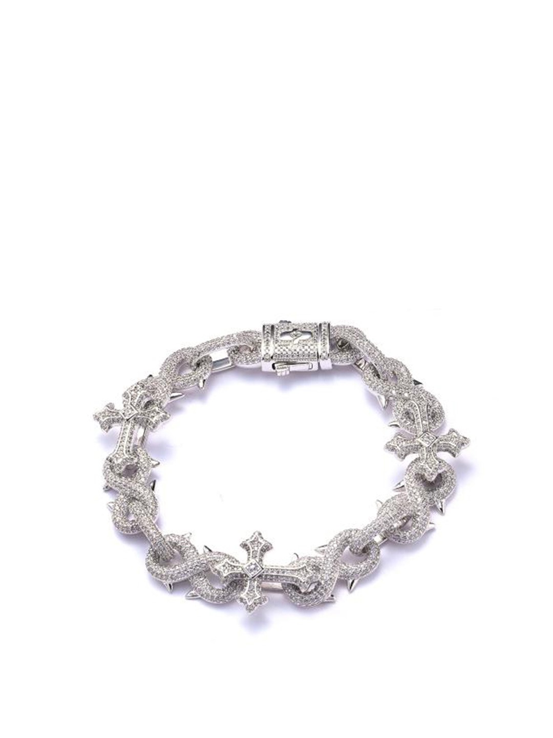 

Drip Project Men Cubic Zirconia Rhodium Plated Link Bracelet, Silver