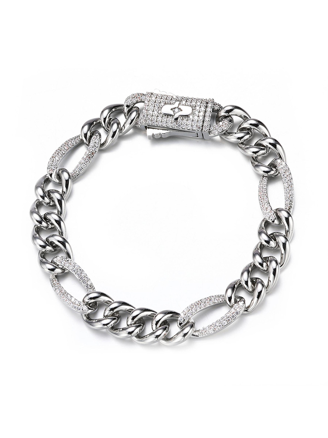 

Drip Project Men Cubic Zirconia Rhodium Plated Link Bracelet, Silver