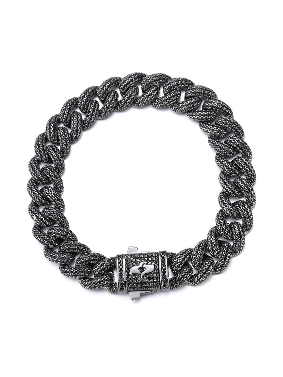 

Drip Project Men Cubic Zirconia Rhodium Plated Link Bracelet, Silver