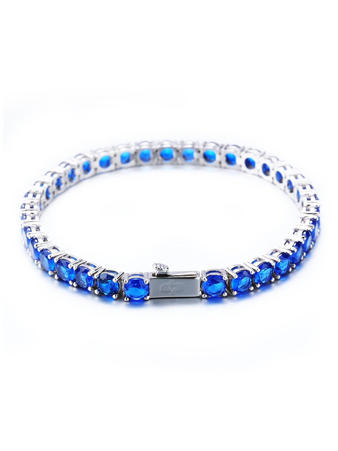 

Drip Project Men Brass Cubic Zirconia Studded Rhodium-Plated Link Bracelet, Silver
