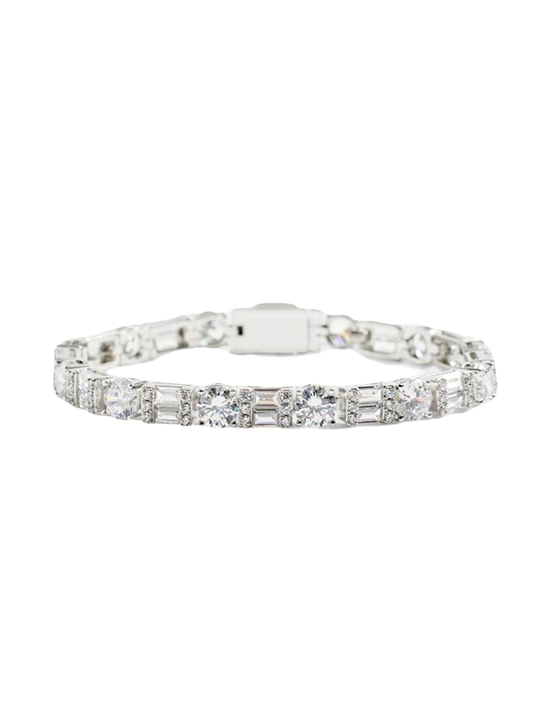 

Drip Project Men Rhodium-Plated Cubic Zirconia Link Bracelet, White