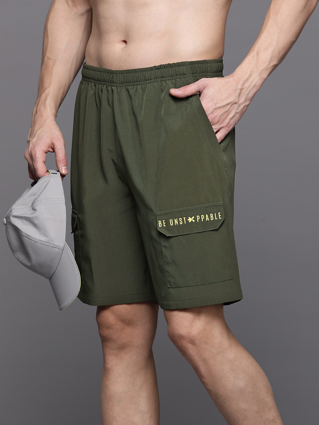 

HRX by Hrithik Roshan Men Rapid-Dry Training Shorts, Olive