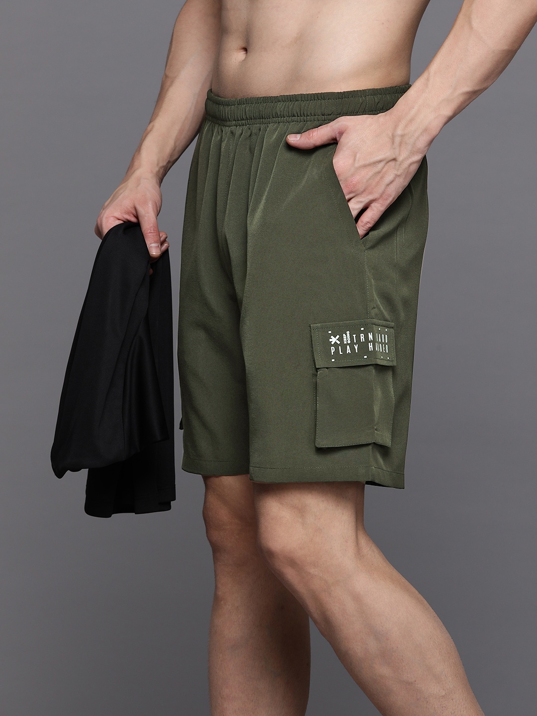 

HRX by Hrithik Roshan Men Rapid-Dry Training Shorts, Olive