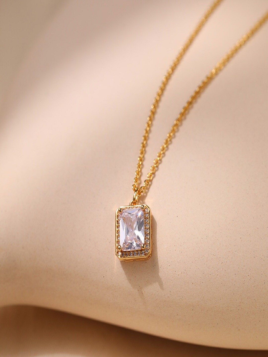 

AQUASTREET Gold-Plated Square Pendants with Chains