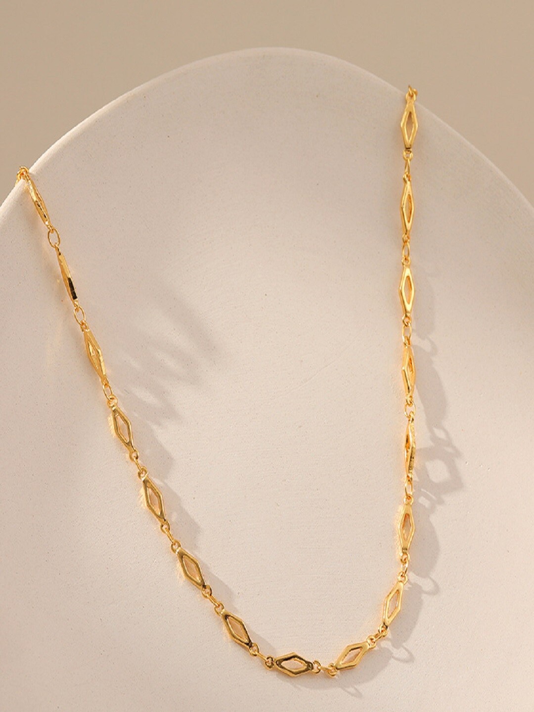 

AQUASTREET 18K Gold Plated Waterproof Antitarnish Diamond Shaped Link Chain Necklace