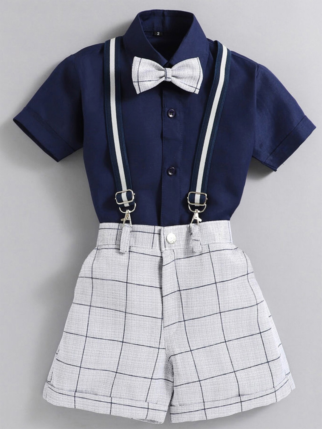 

BAESD Boys Silk Cotton Shirt with Shorts, Grey