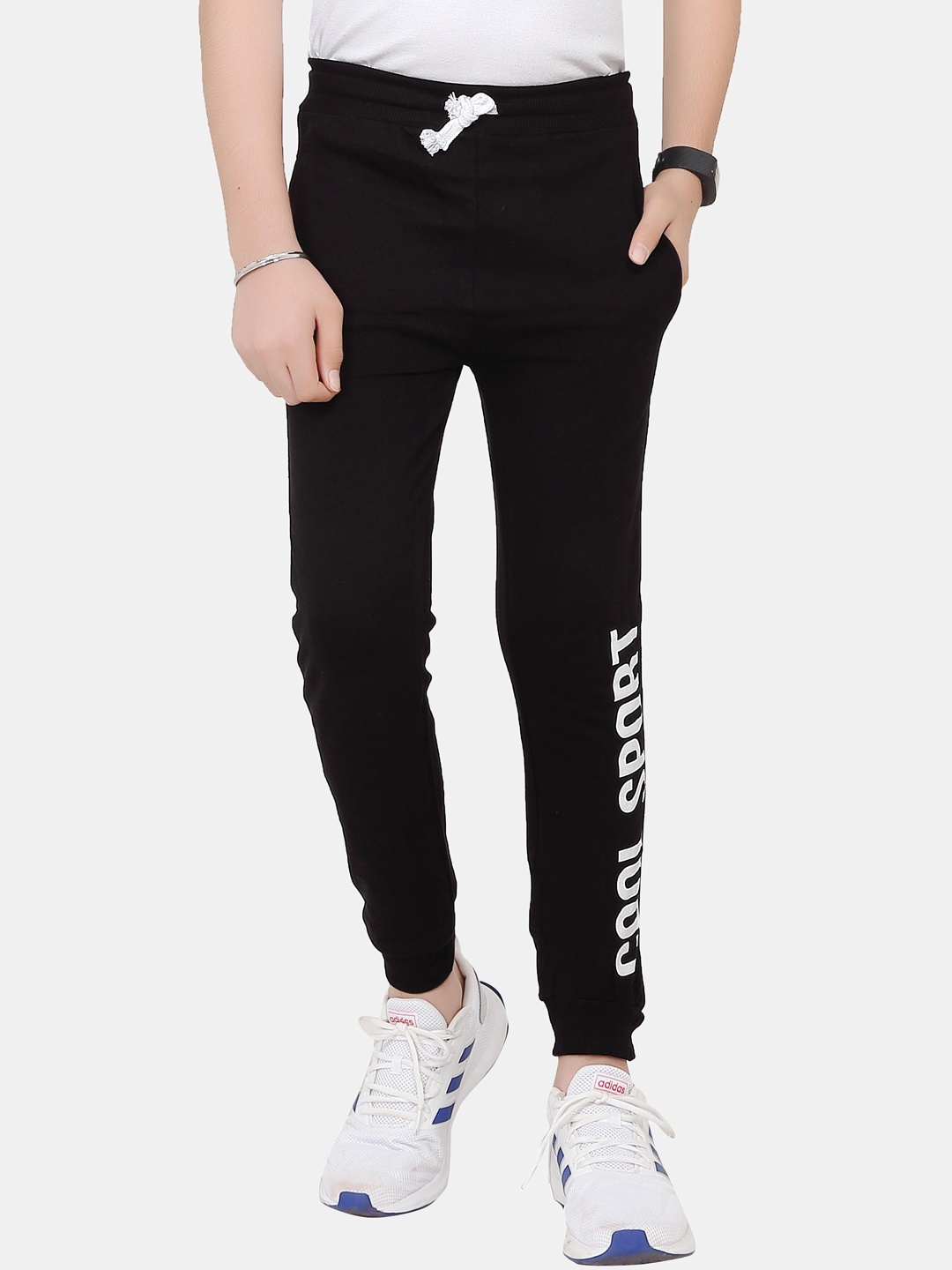 

BAESD Boys Cotton Antimicrobial Mid-Rise Slim-Fit Joggers, Black