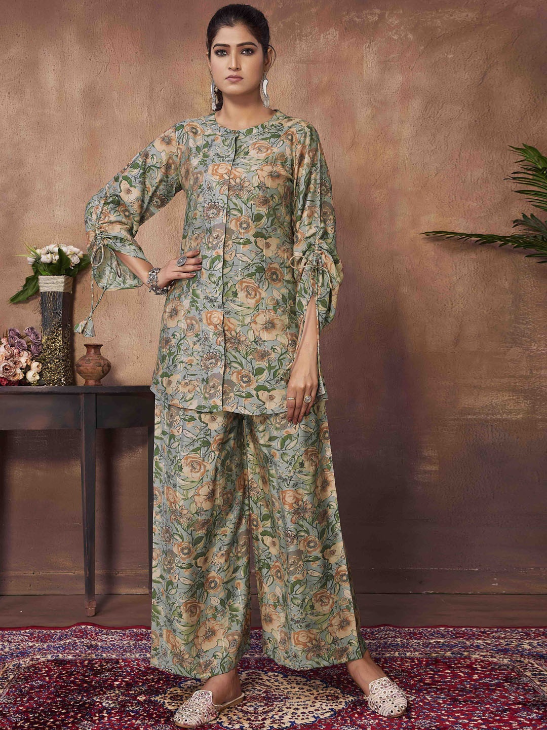 

Chandbaali Ethnic Motifs Print Co-Ords, Grey