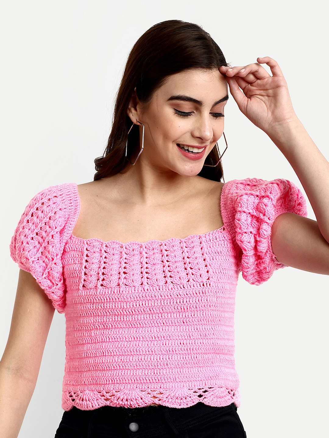 

WINDROP SOLUTIONS Self Design Acrylic Top, Pink