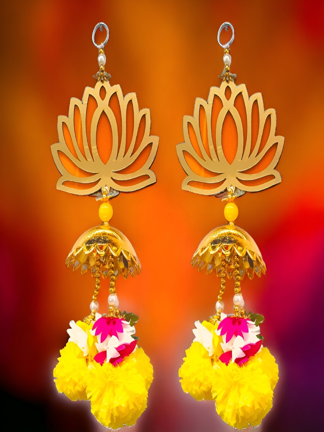 

NARYA TRADITIONAL 2 Pieces Yellow Wooden Wall Hangings