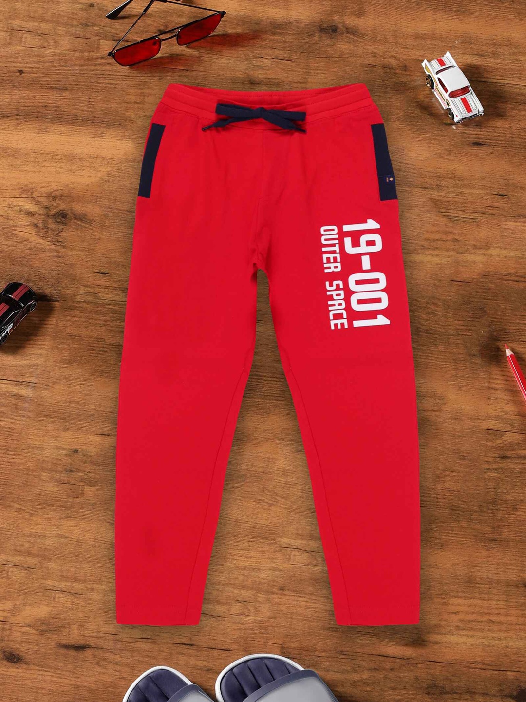 

3PIN Boys Typography Printed Anti-Odour Cotton Track Pant, Red