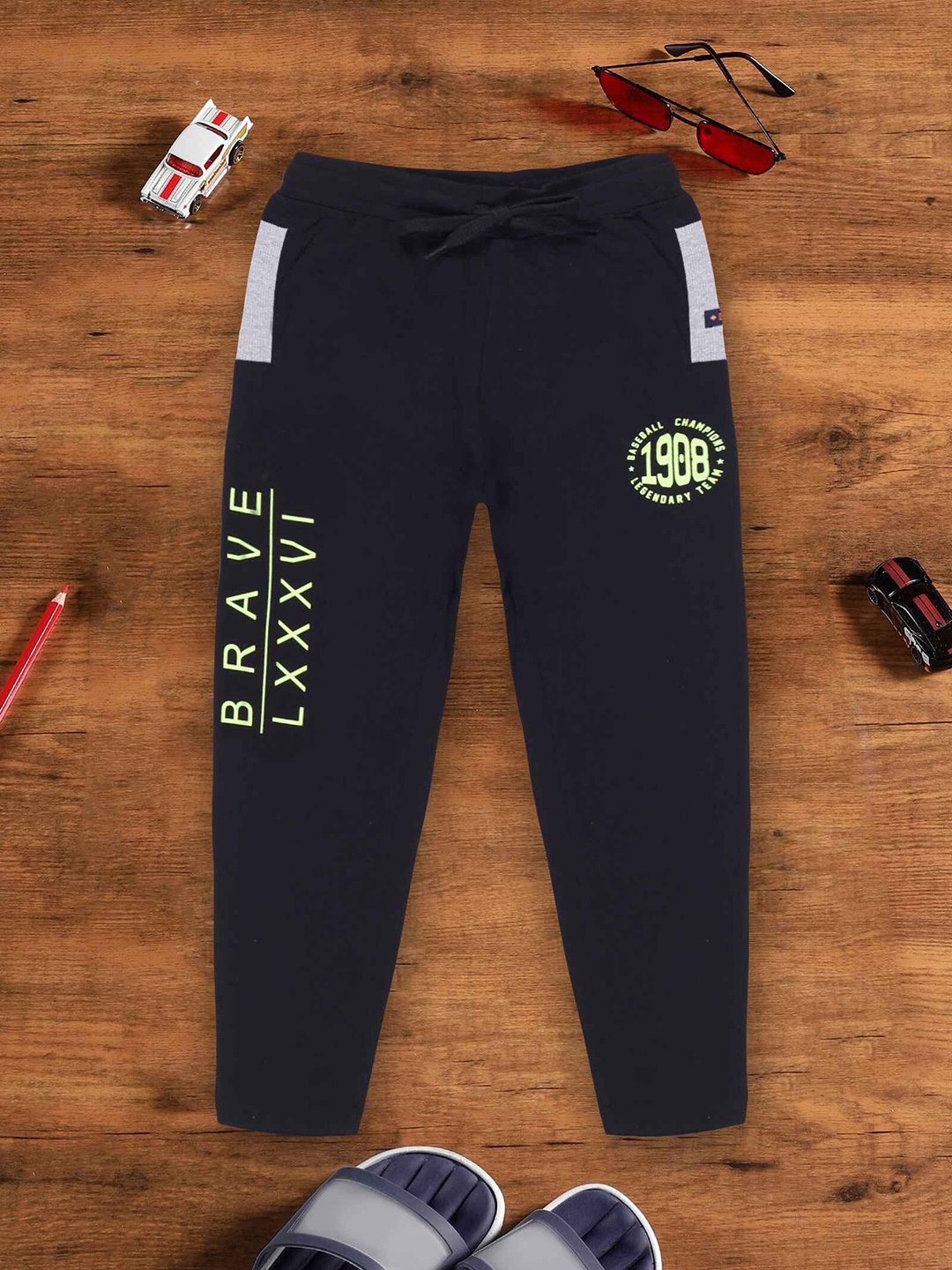 

3PIN Boys Typography Printed Anti-Odour Cotton Track Pant, Black