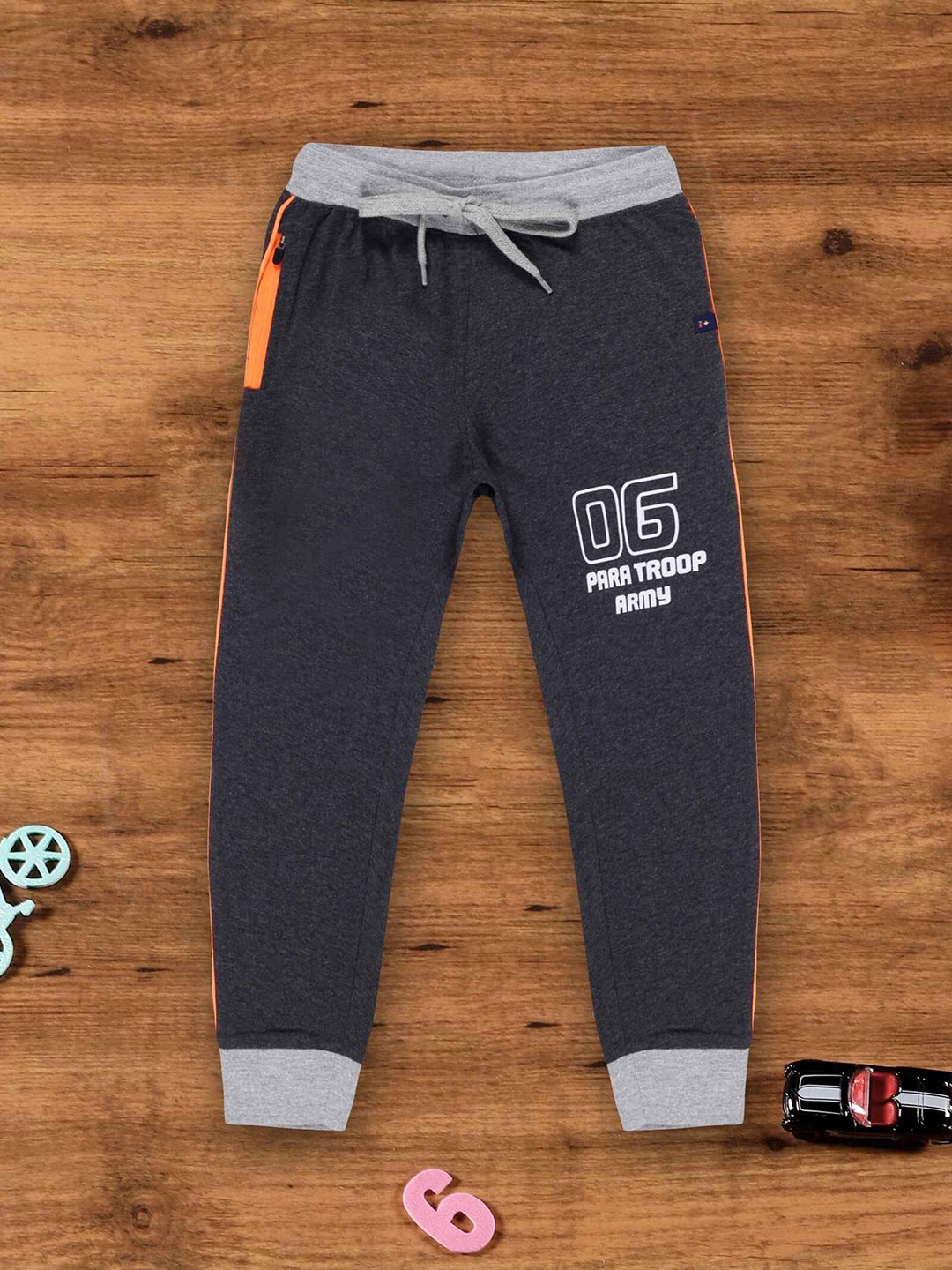 

3PIN Boys Typography Printed Anti-Odour Cotton Joggers, Charcoal