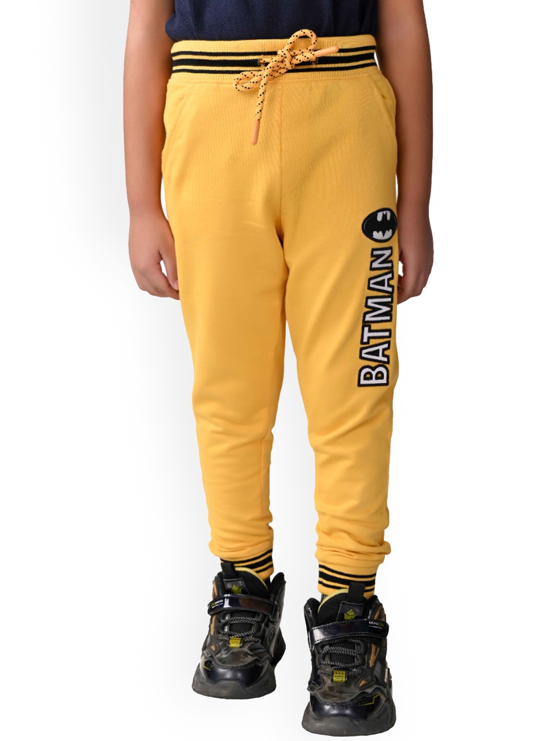 

3PIN Boys Typography Printed Anti-Odour Cotton Joggers, Yellow