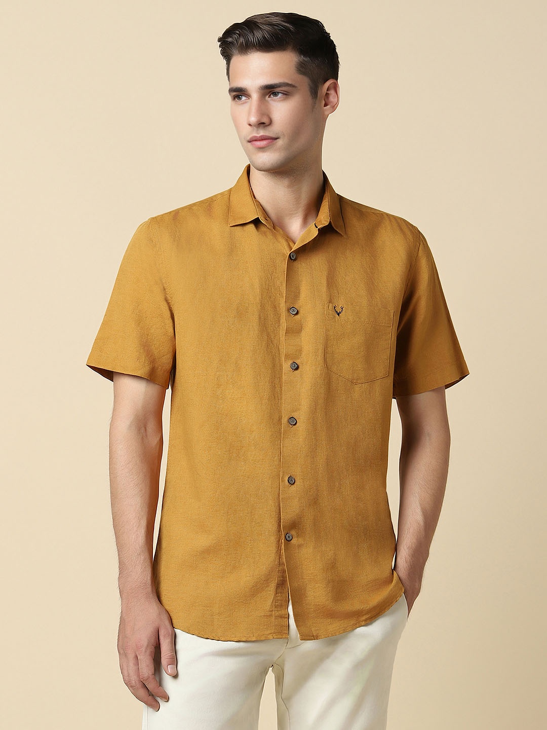 

Allen Solly Men Slim Fit Opaque Casual Shirt, Yellow