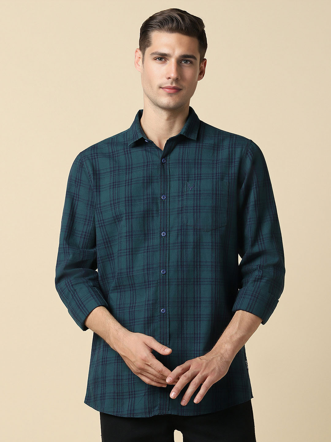 

Allen Solly Men Tartan Checks Opaque Checked Casual Shirt, Green