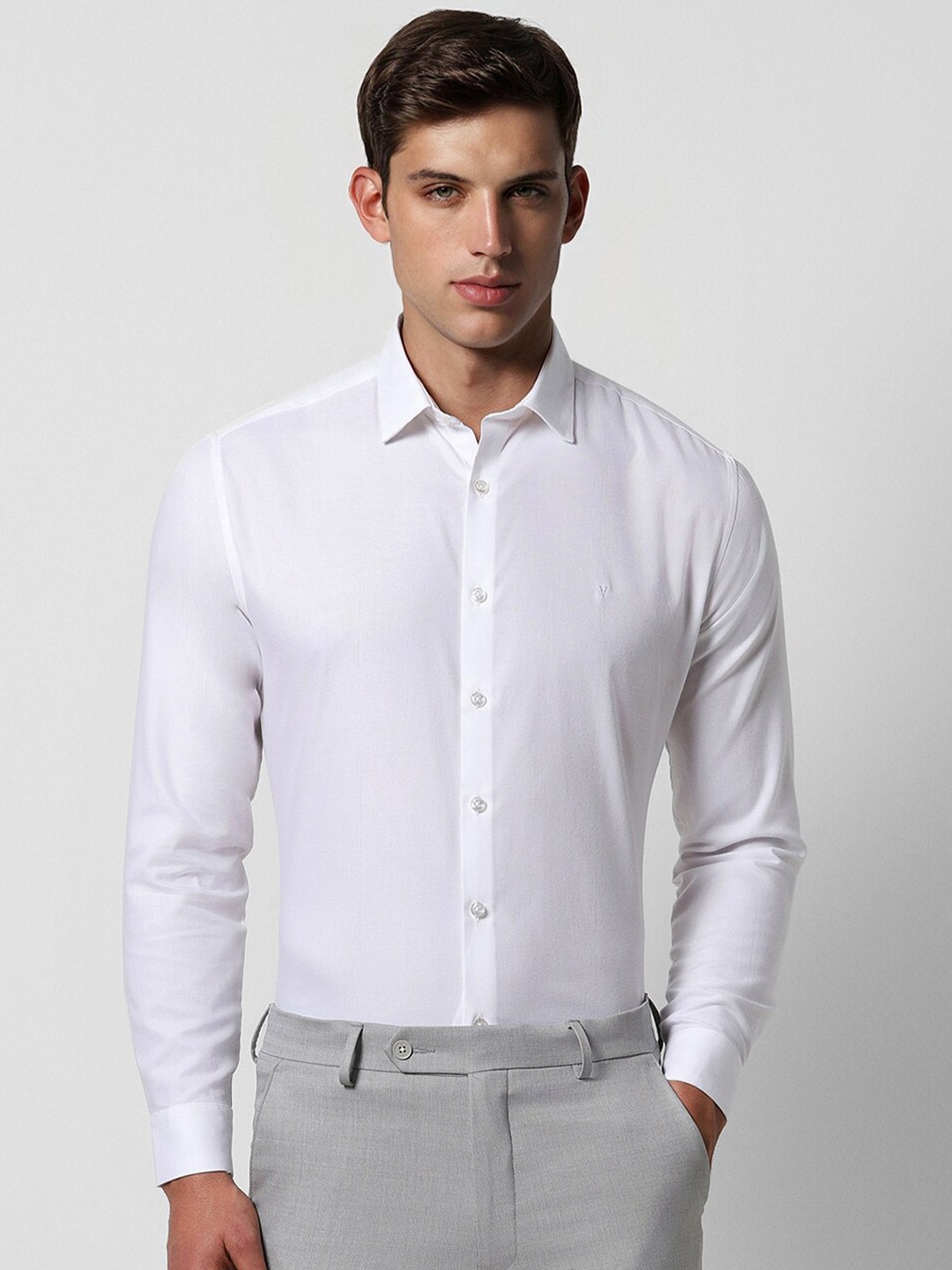 

V Dot Slim Fit Party Shirt, White