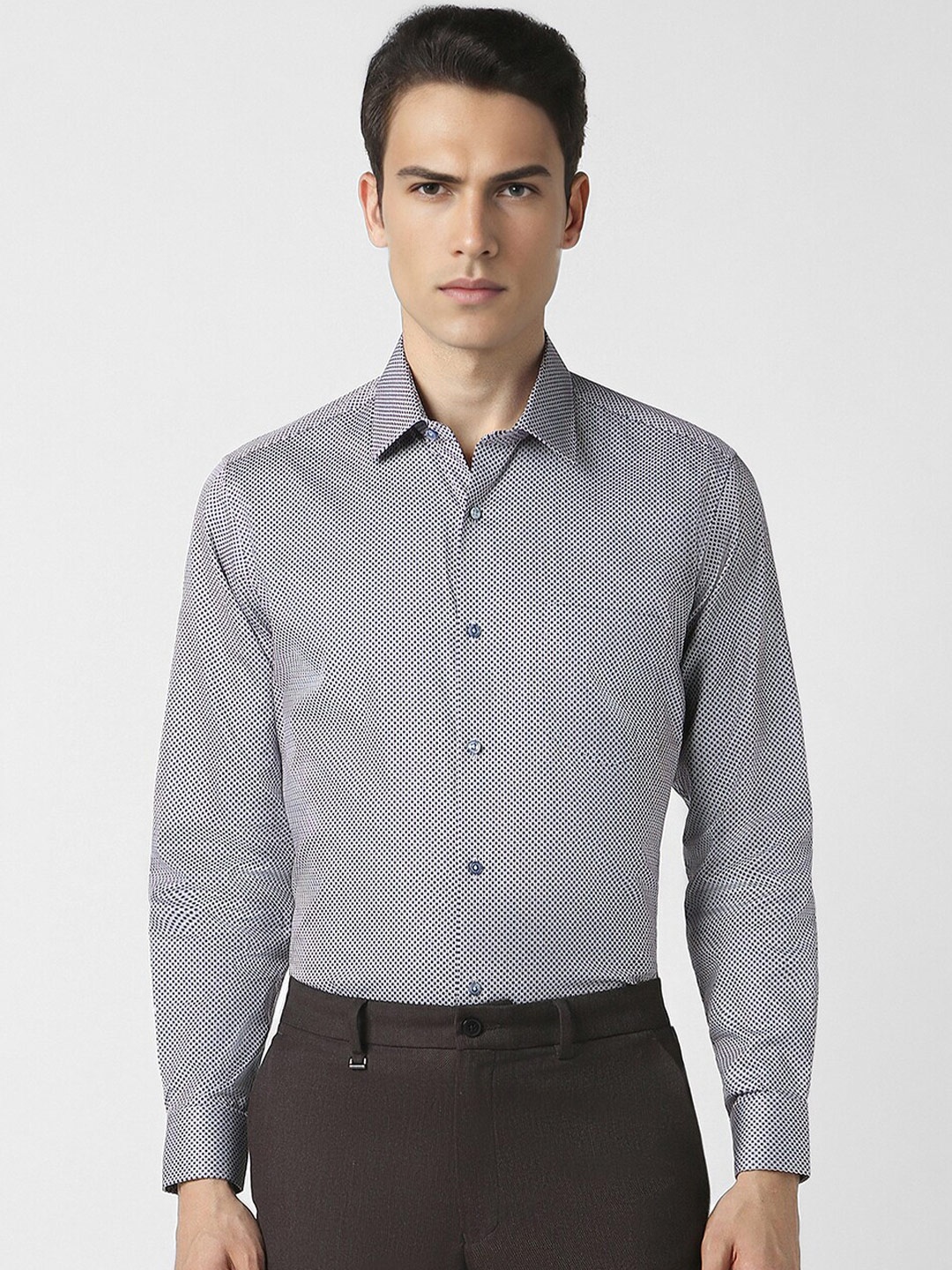 

Van Heusen Micro Ditsy Printed Pure Cotton Formal Shirt, Grey