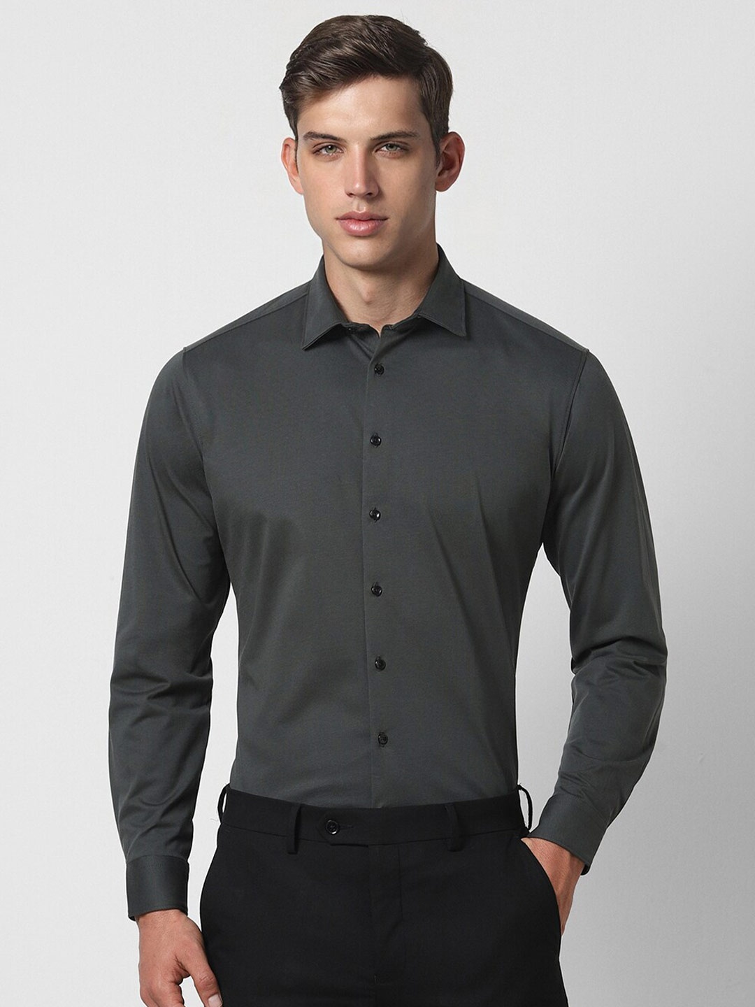 

Van Heusen Slim Fit Pure Cotton Formal Shirt, Grey