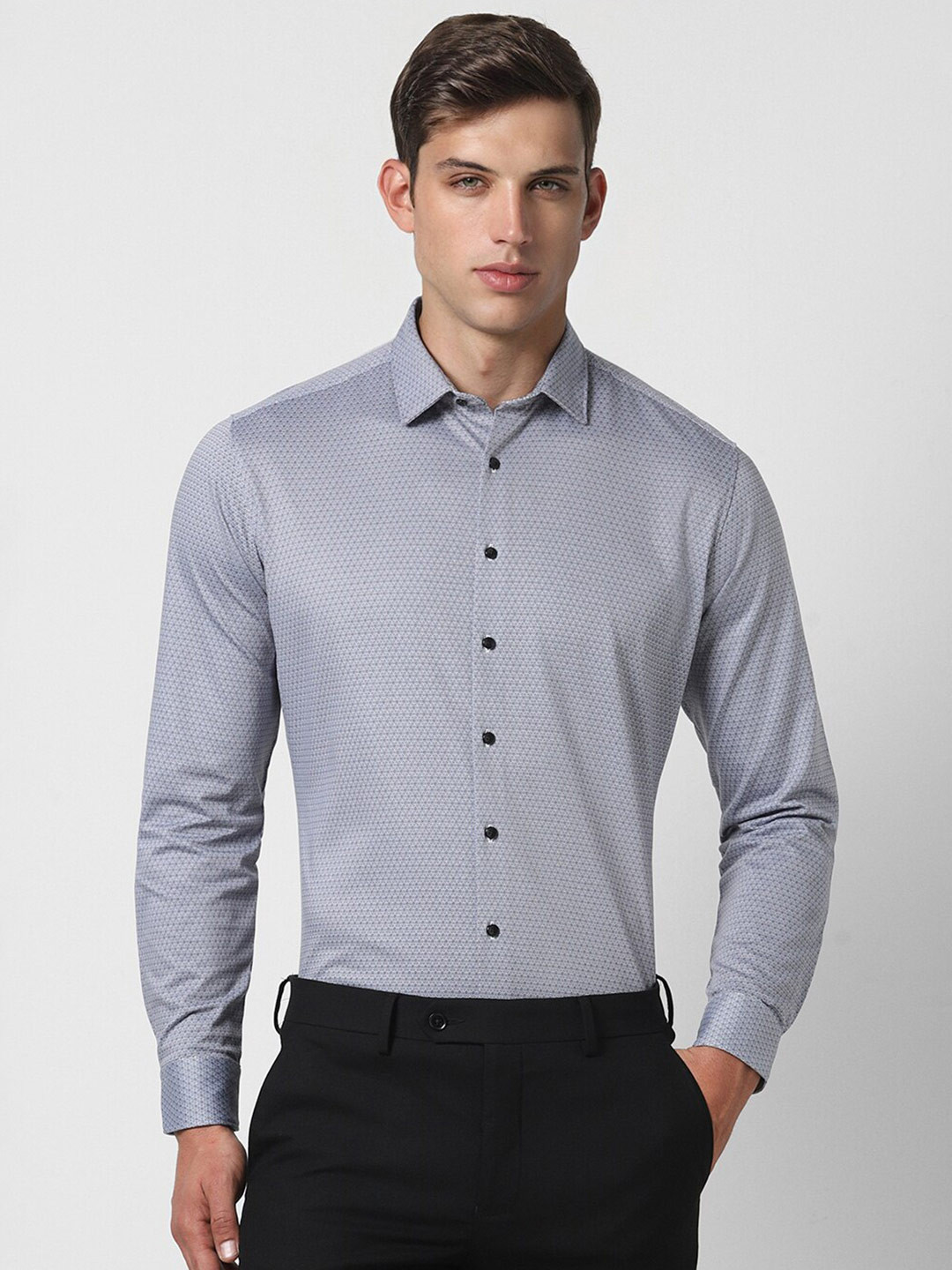 

Van Heusen Slim Fit Micro Ditsy Printed Pure Cotton Formal Shirt, Blue