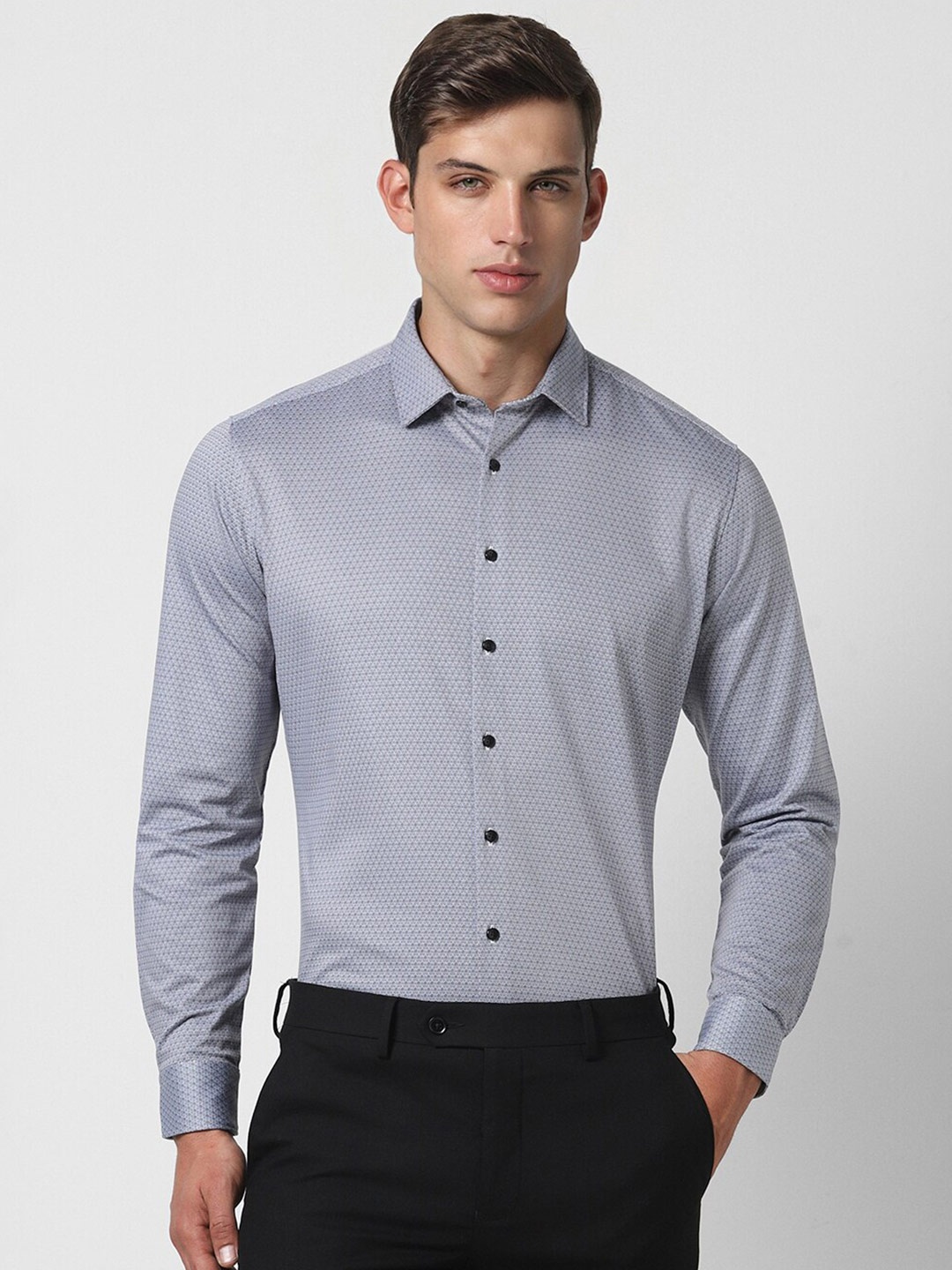 

Van Heusen Slim Fit Micro Ditsy Printed Pure Cotton Formal Shirt, Blue