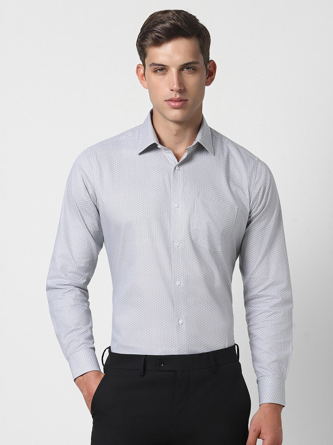 

Van Heusen Micro Ditsy Printed Pure Cotton Formal Shirt, Grey