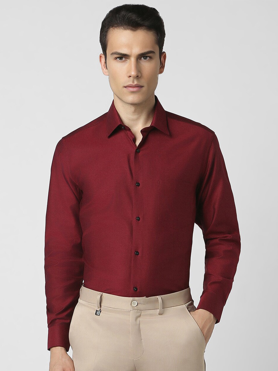 

Van Heusen Textured Pure Cotton Formal Shirt, Maroon