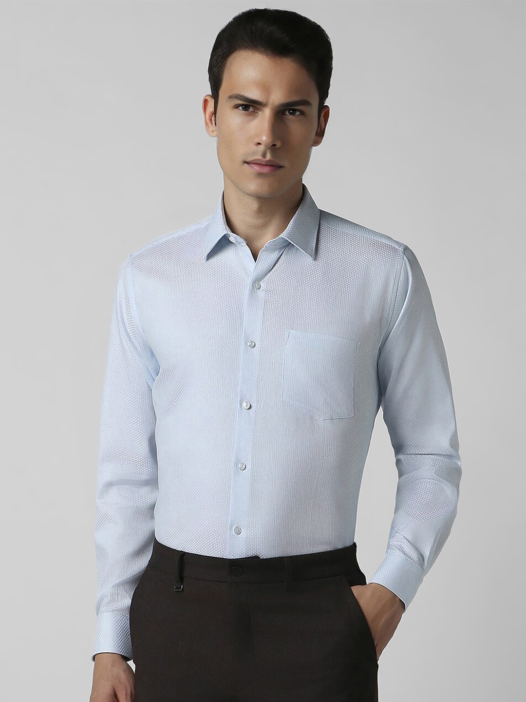 

Van Heusen Textured Pure Cotton Formal Shirt, Blue