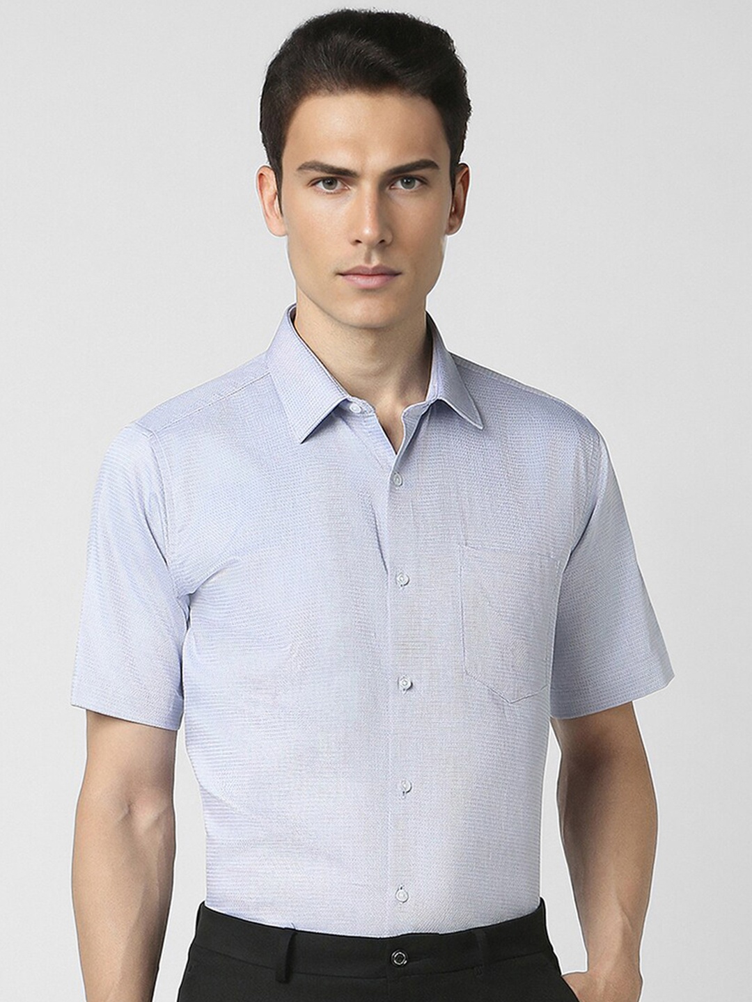 

Van Heusen Self Design Pure Cotton Party Shirt, Blue