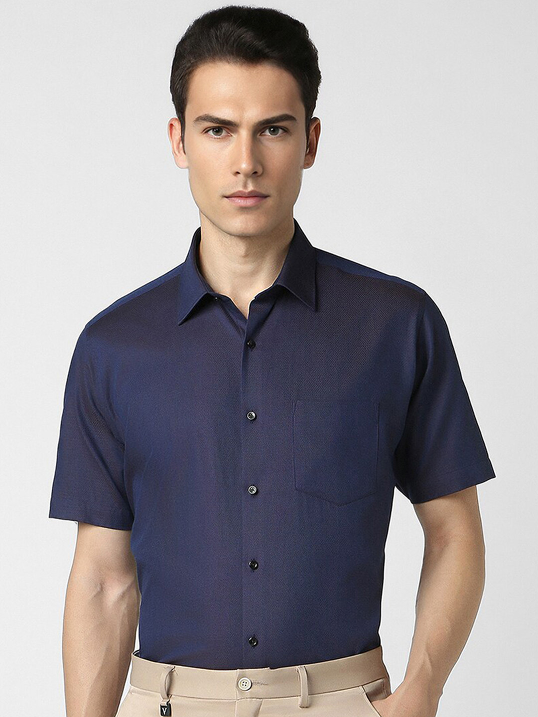 

Van Heusen Self Design Pure Cotton Formal Shirt, Navy blue