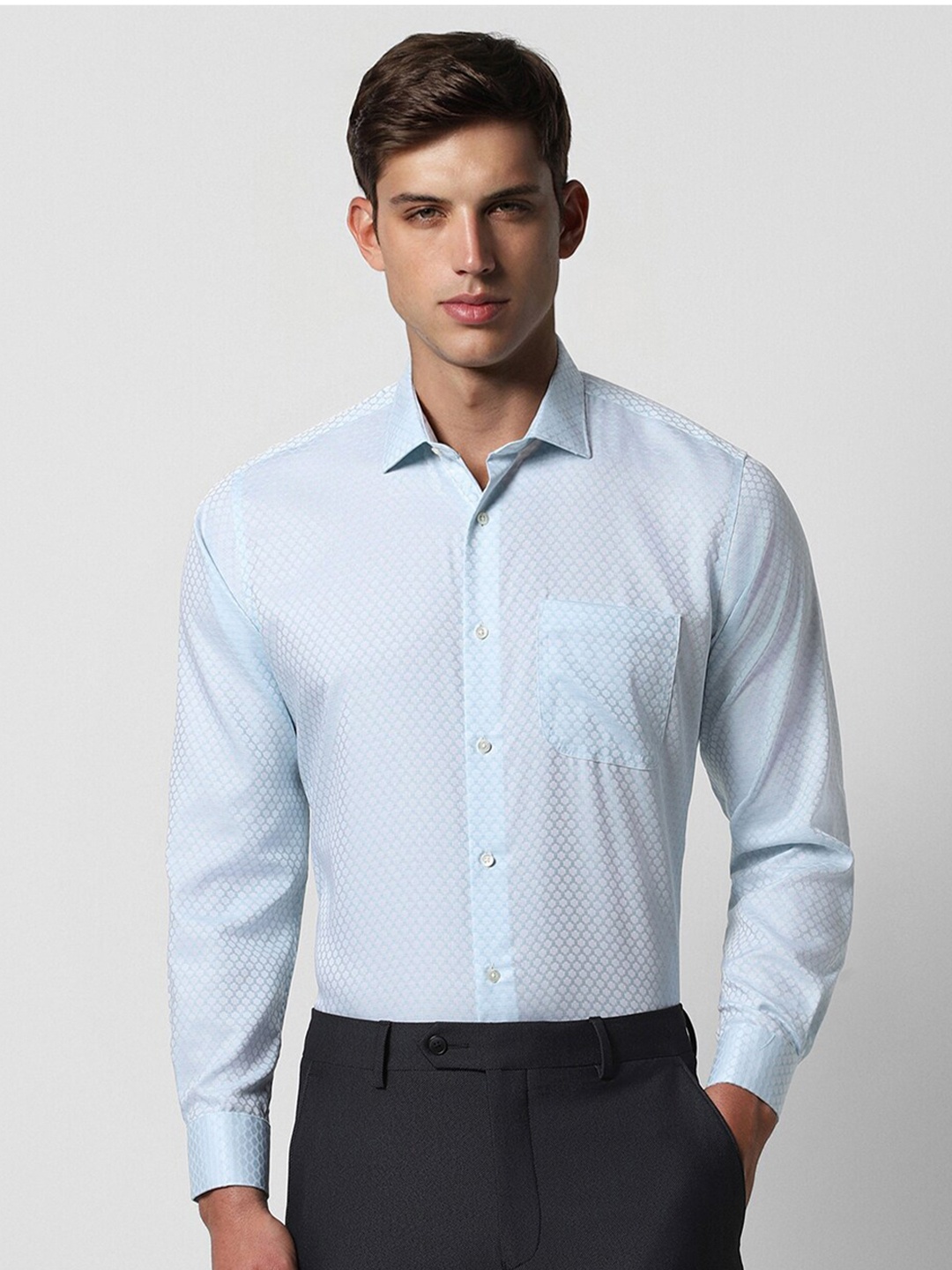 

Van Heusen Textured Pure Cotton Formal Shirt, Blue