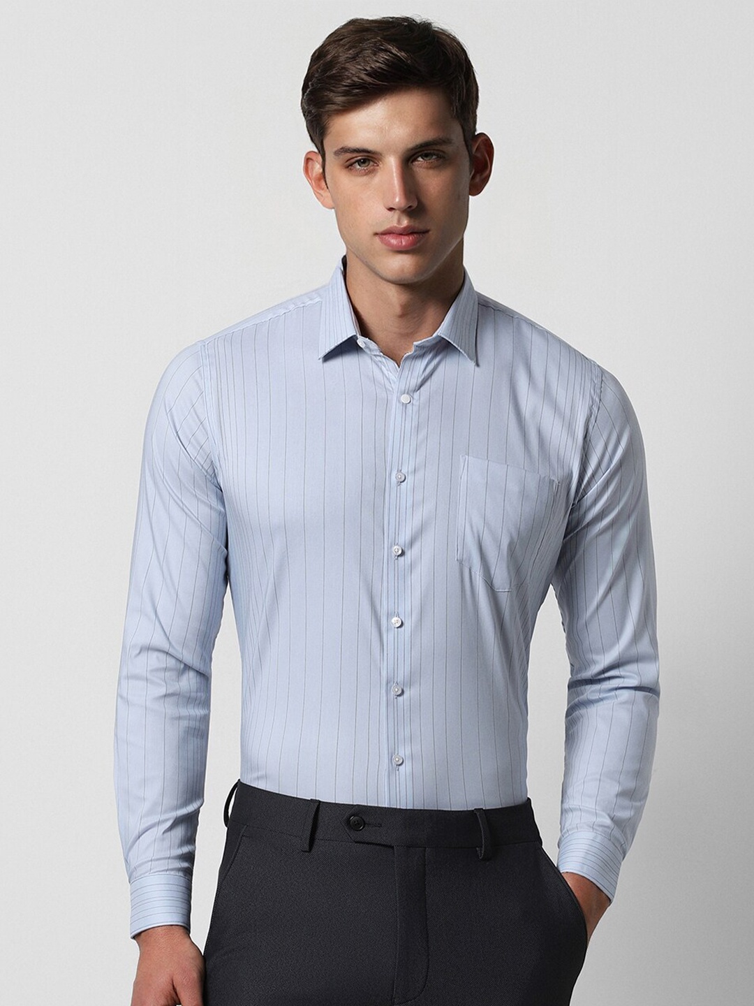 

Van Heusen Slim Fit Striped Formal Shirt, Blue