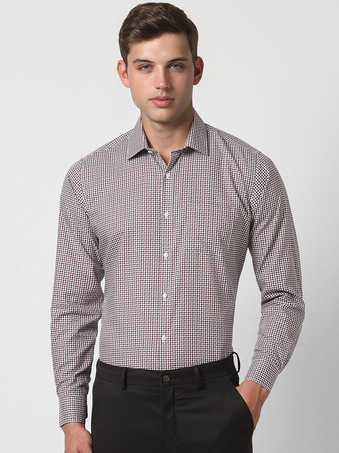 

Van Heusen Checked Pure Cotton Formal Shirt, White