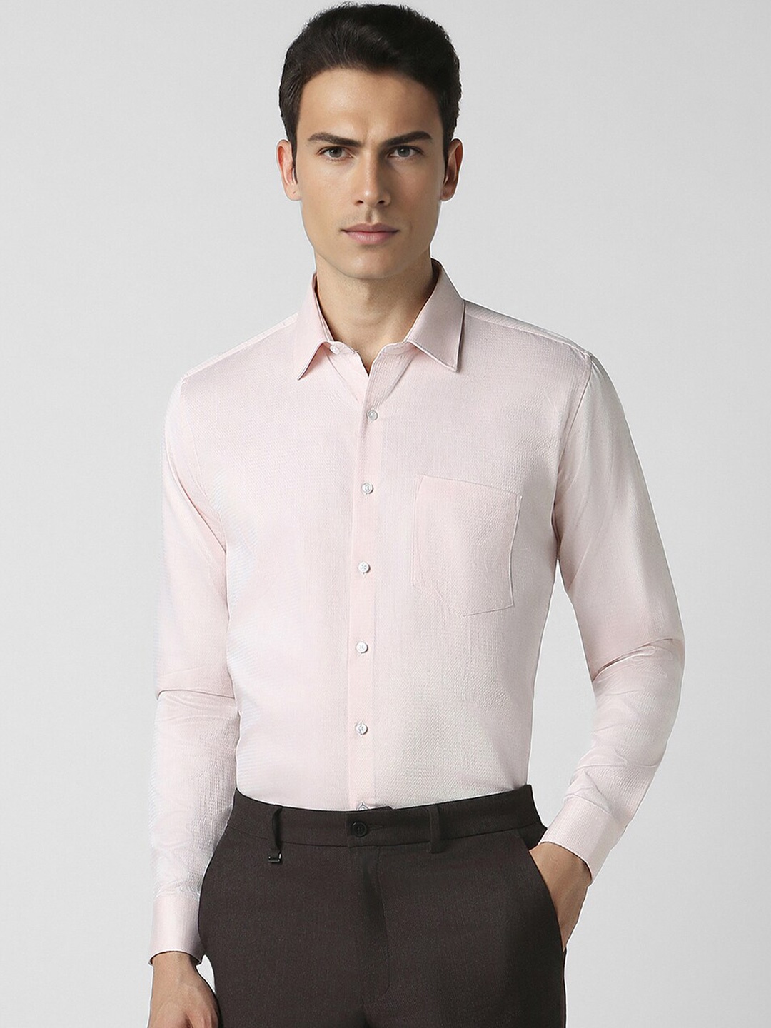 

Van Heusen Slim Fit Self Design Pure Cotton Shirt, Pink