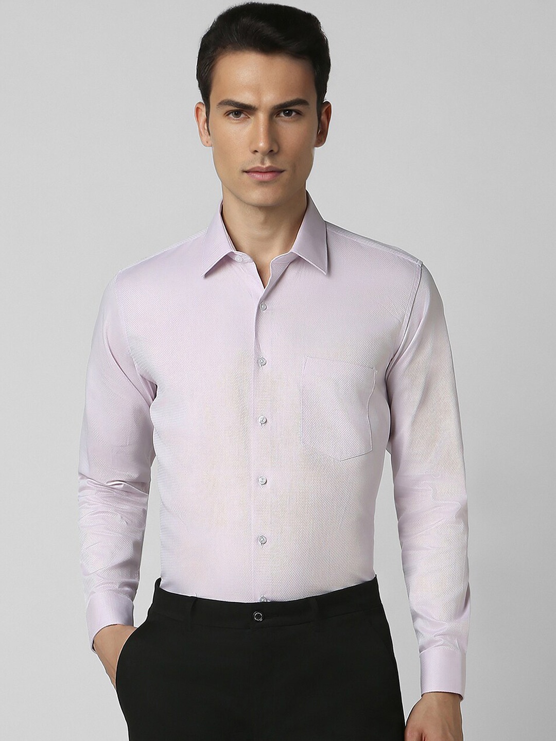 

Van Heusen Textured Slim Fit Spread Collar Pure Cotton Casual Shirt, Purple