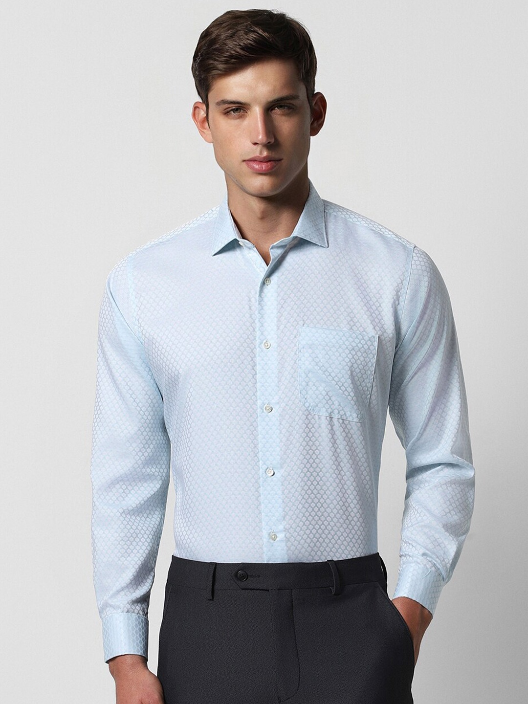 

Van Heusen Textured Pure Cotton Formal Shirt, Blue