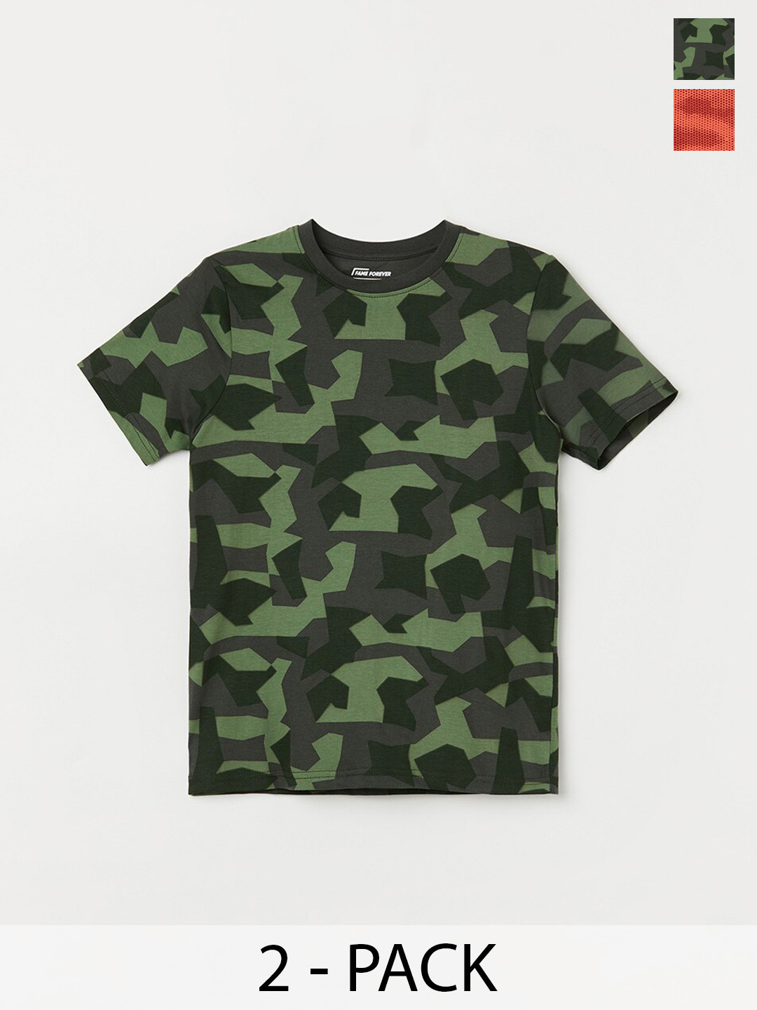 

Fame Forever by Lifestyle Boys Pack Of 2 Printed Pure Cotton T-shirt, Olive