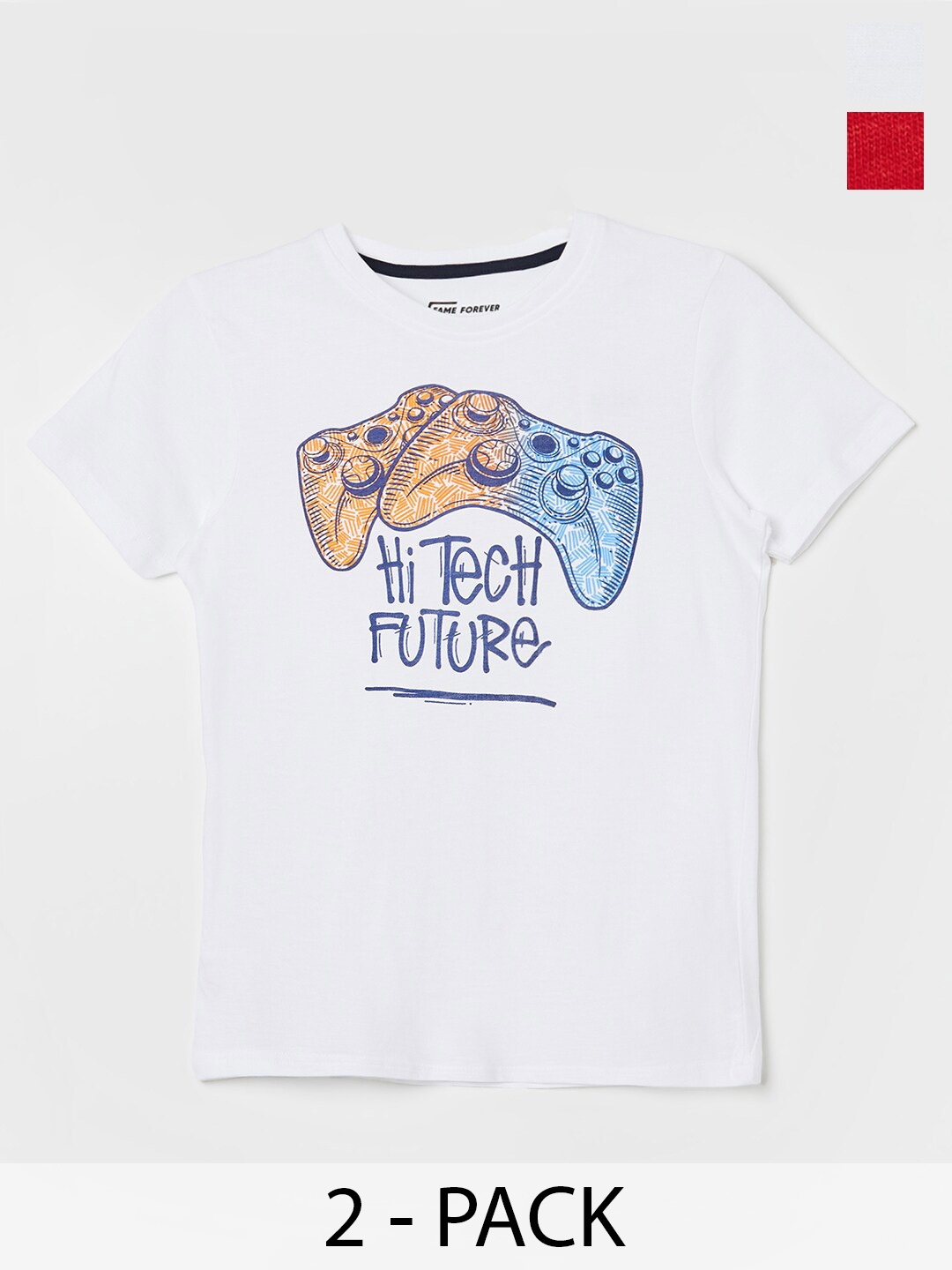 

Fame Forever by Lifestyle Boys Pack Of 2 Printed Pure Cotton T-shirt, White