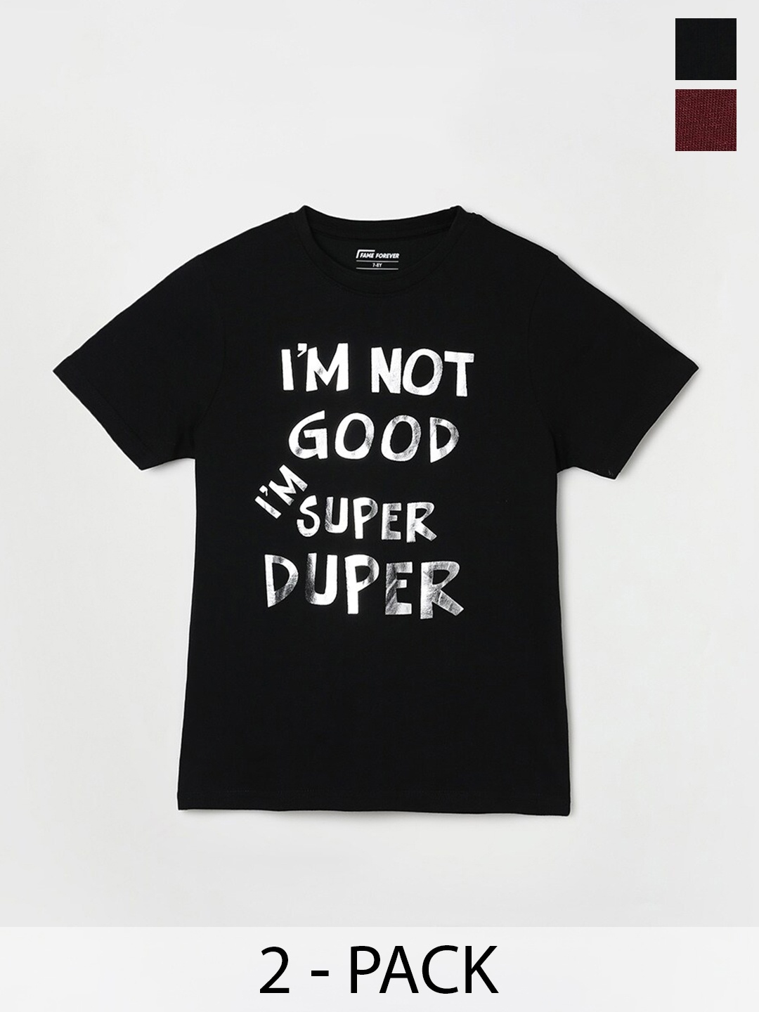 

Fame Forever by Lifestyle Boys Pack Of 2 Printed Pure Cotton T-shirt, Maroon