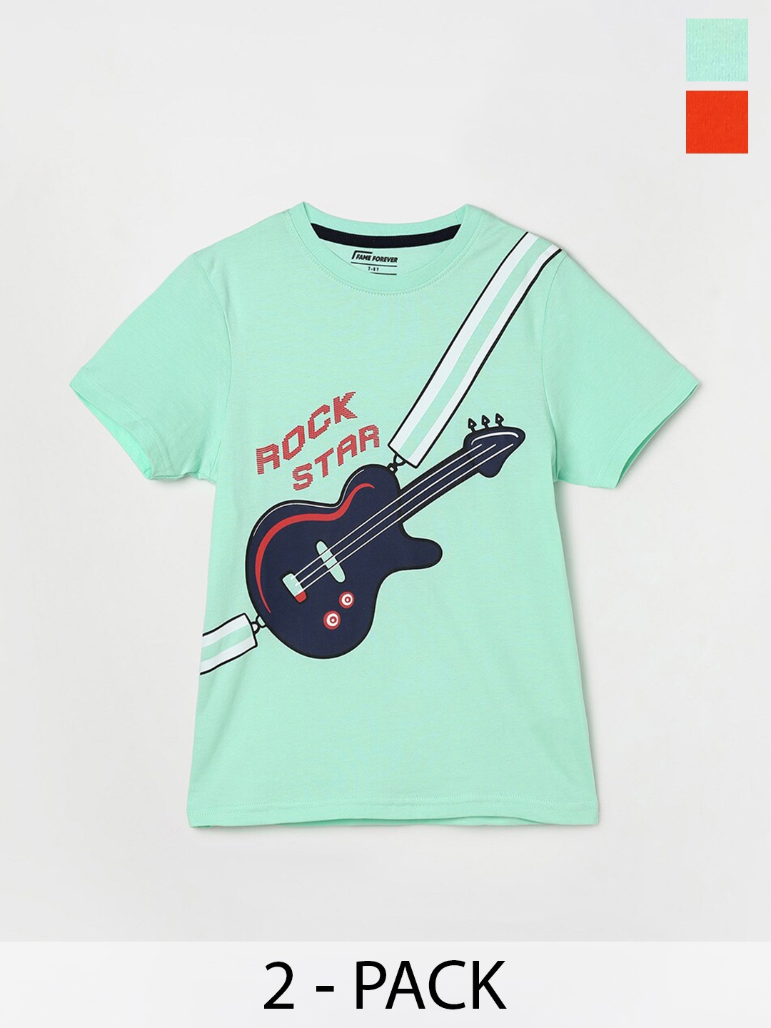 

Fame Forever by Lifestyle Boys Pack Of 2 Printed Cotton T-shirt, Orange