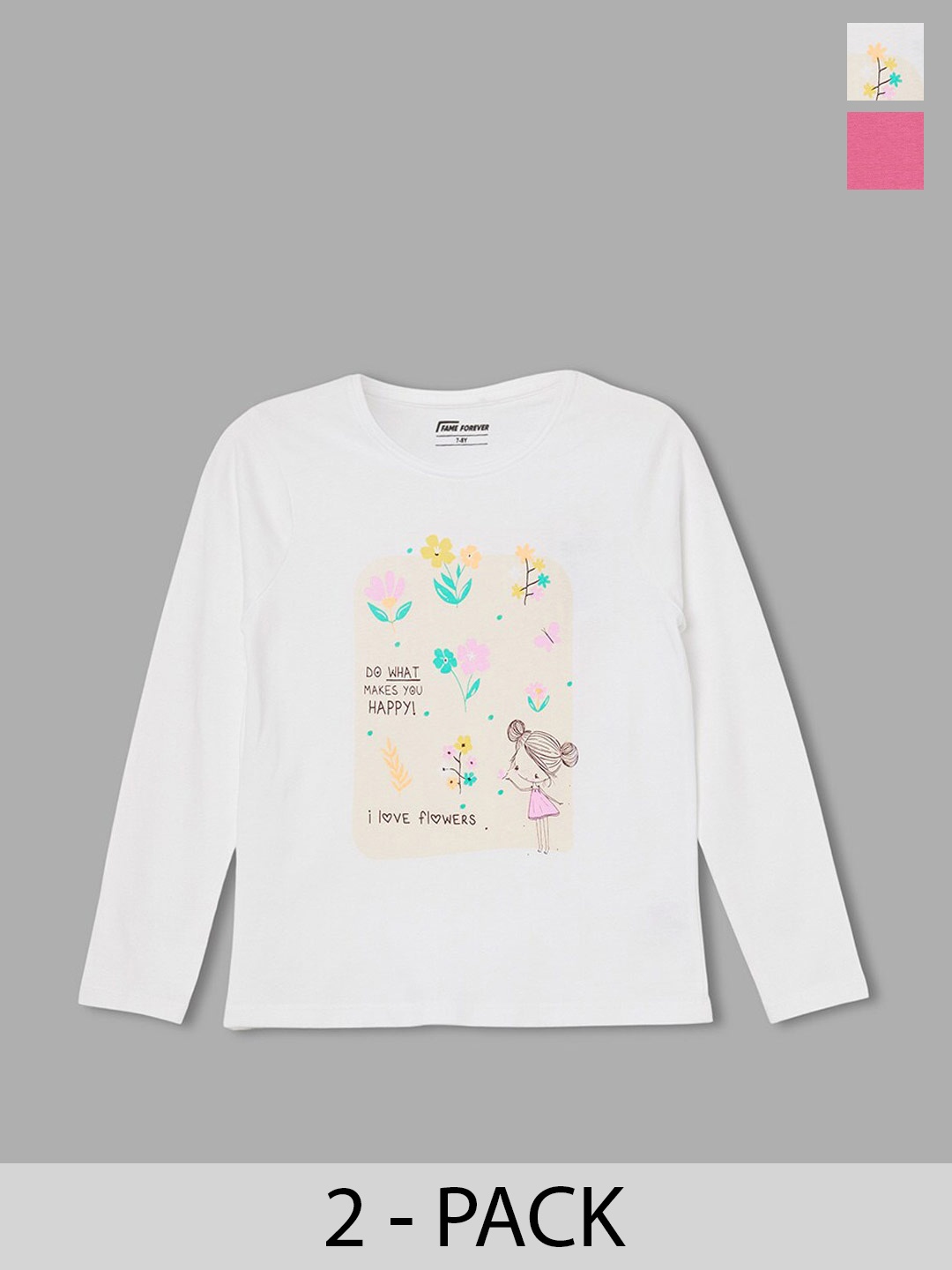 

Fame Forever by Lifestyle Girls Pack Of 2 Printed Pure Cotton T-shirt, White
