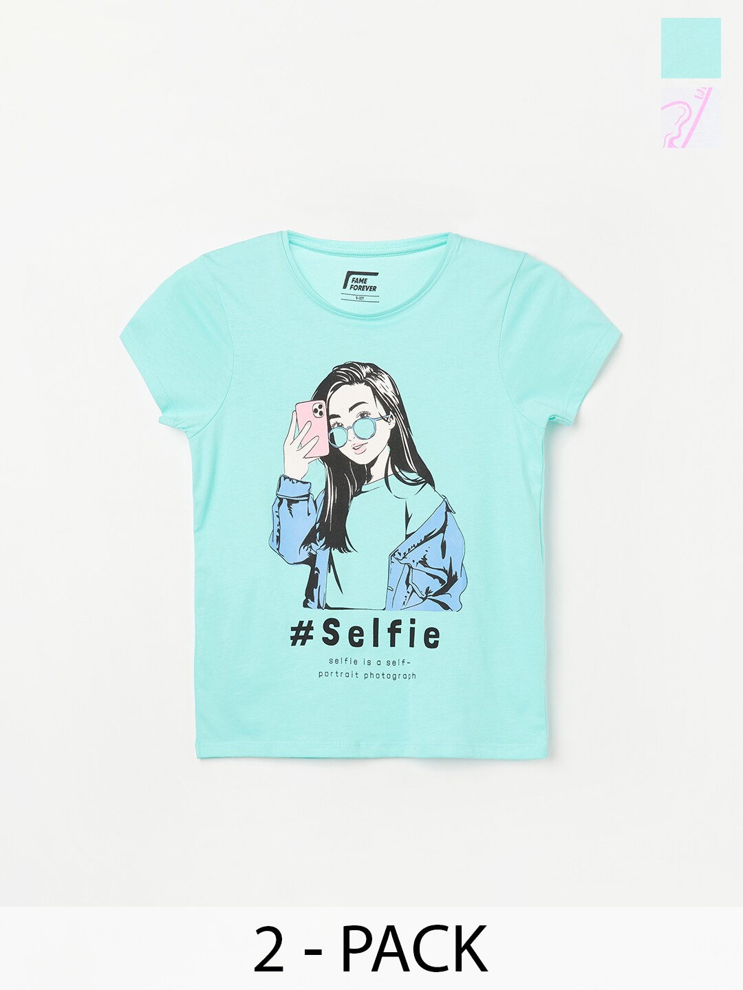 

Fame Forever by Lifestyle Girls Pack Of 2 Printed Cotton T-shirt, Blue