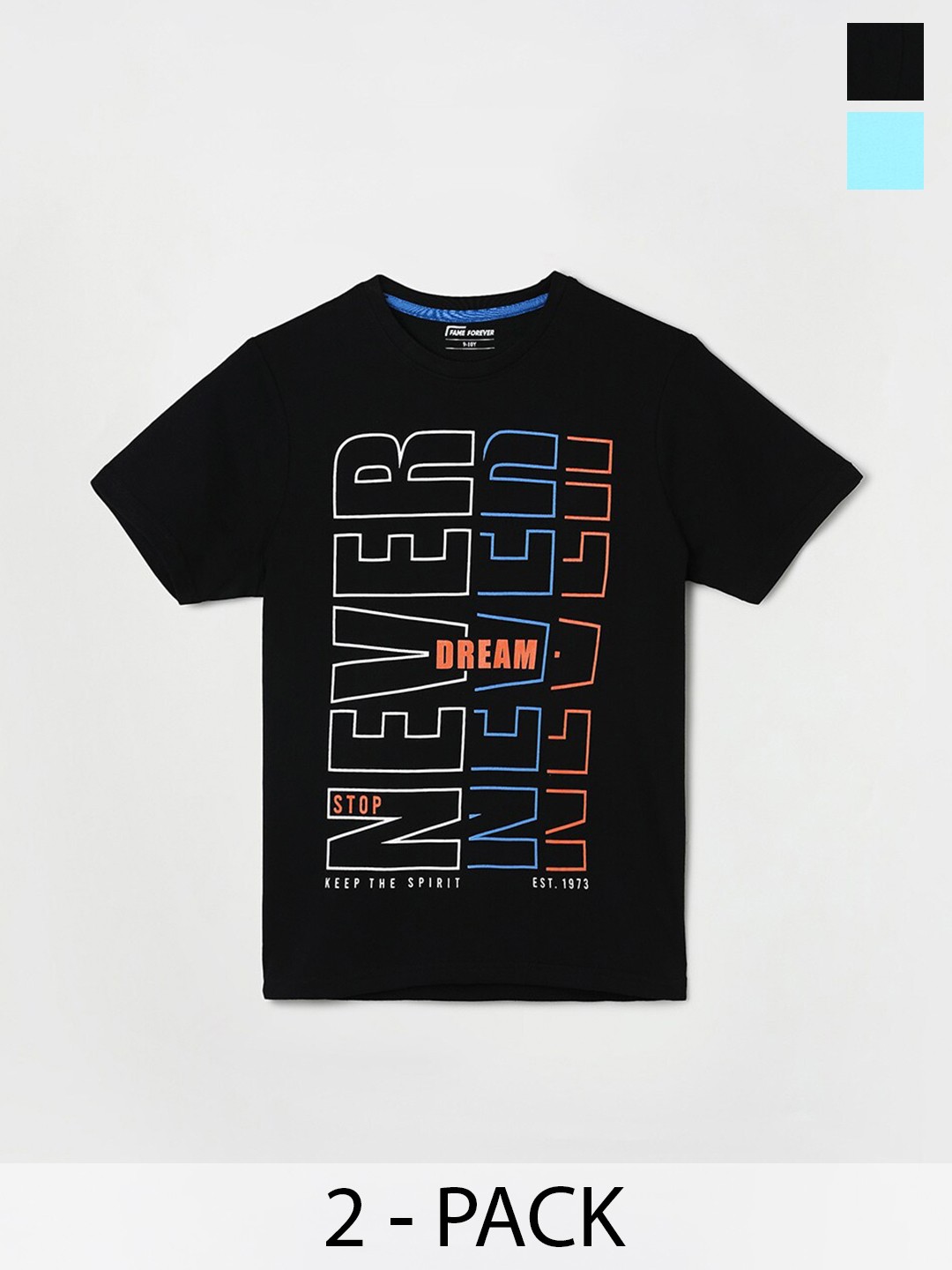 

Fame Forever by Lifestyle Boys Pack Of 2 Printed Cotton T-shirt, Blue
