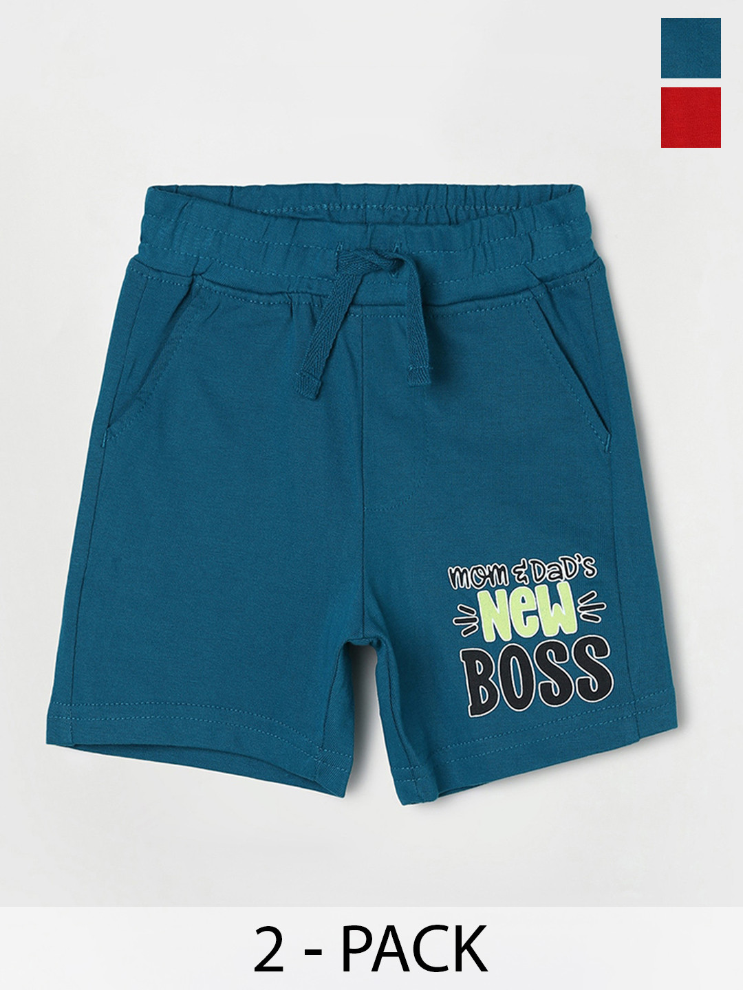 

Juniors by Lifestyle Boys Pack Of 2 Printed Pure Cotton Shorts, Teal