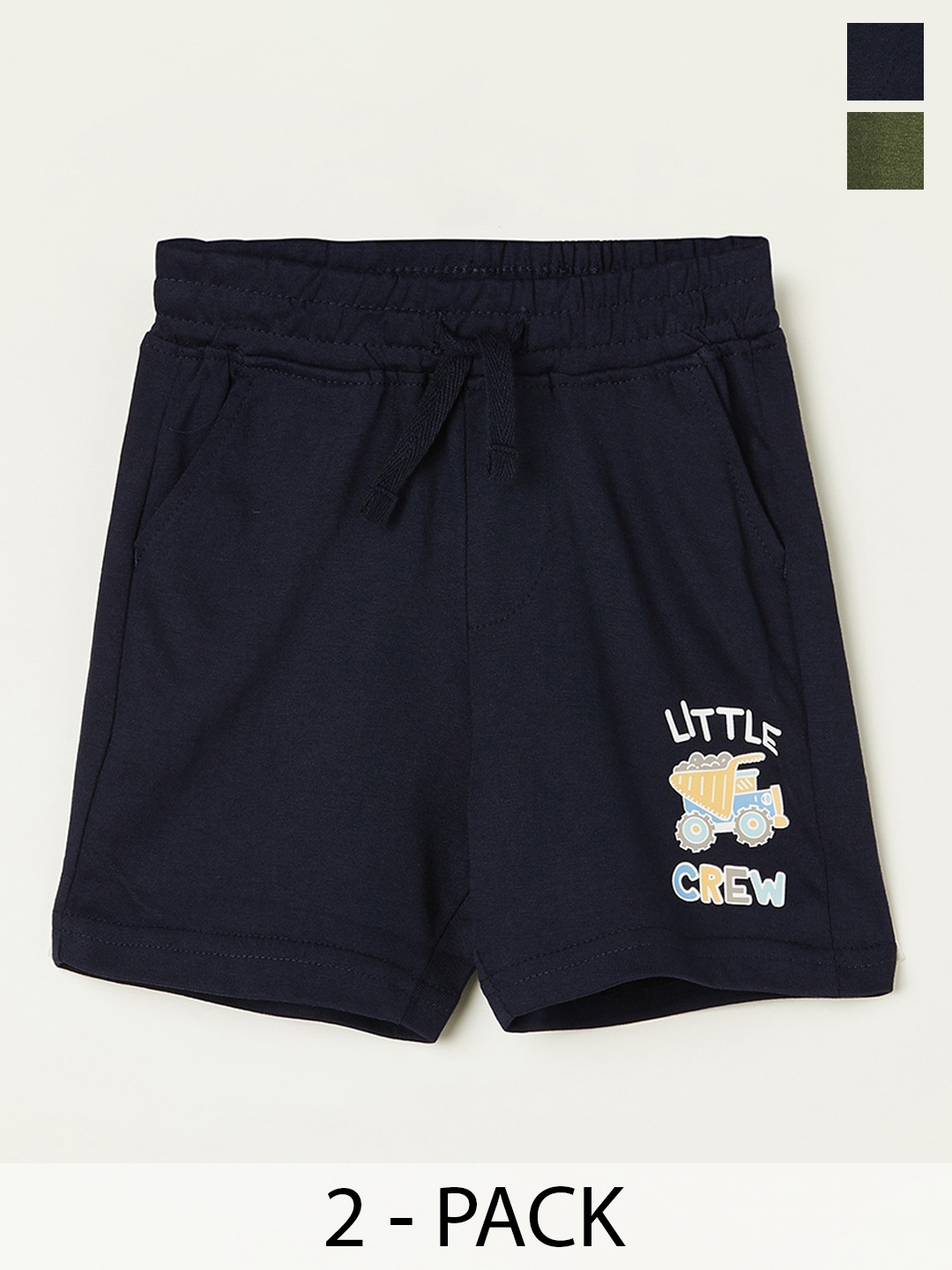 

Juniors by Lifestyle Boys Pack Of 2 Printed Pure Cotton Shorts, Navy blue
