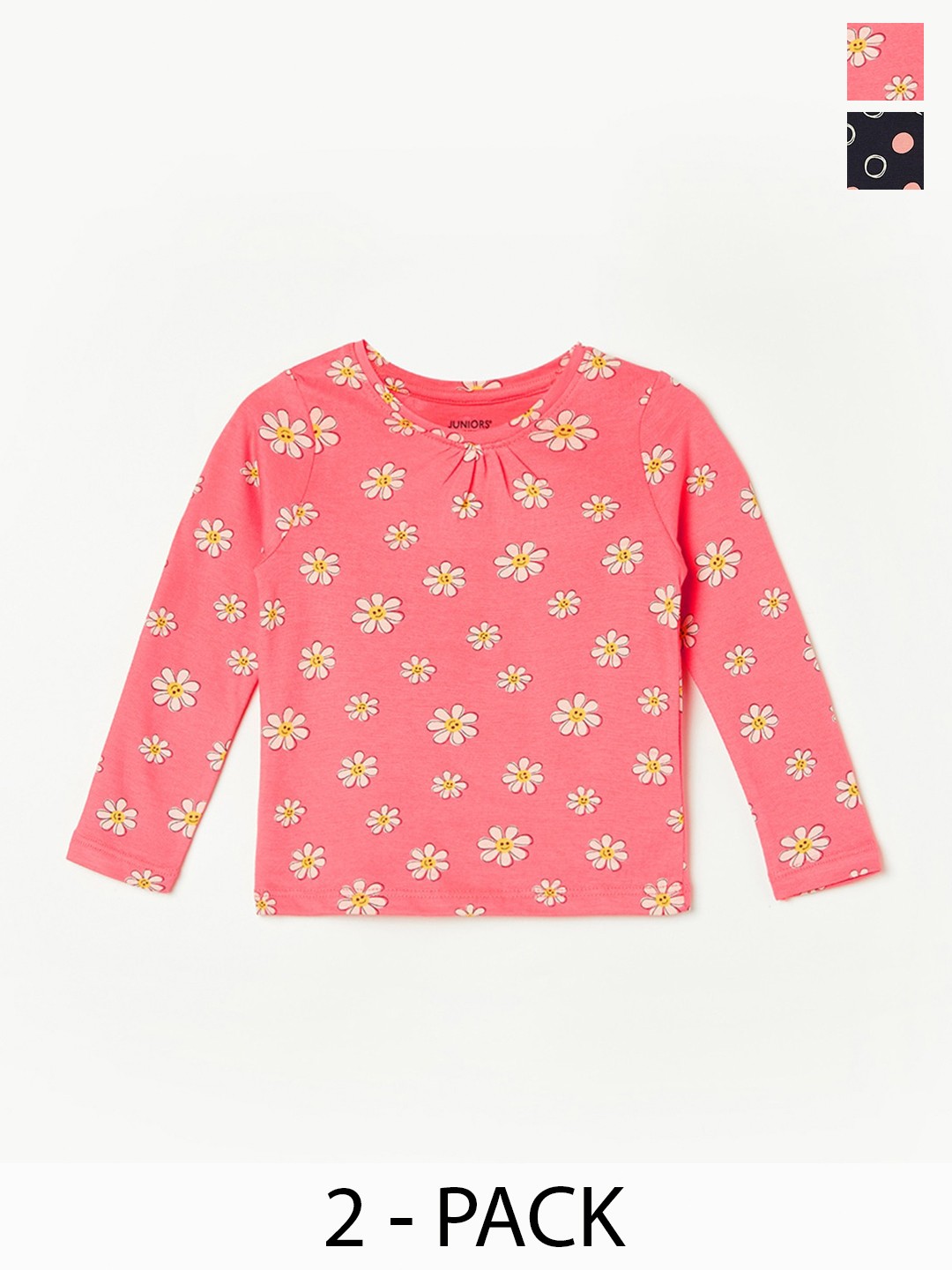 

Juniors by Lifestyle Girls Pack Of 2 Printed Pure Cotton T-shirt, Coral