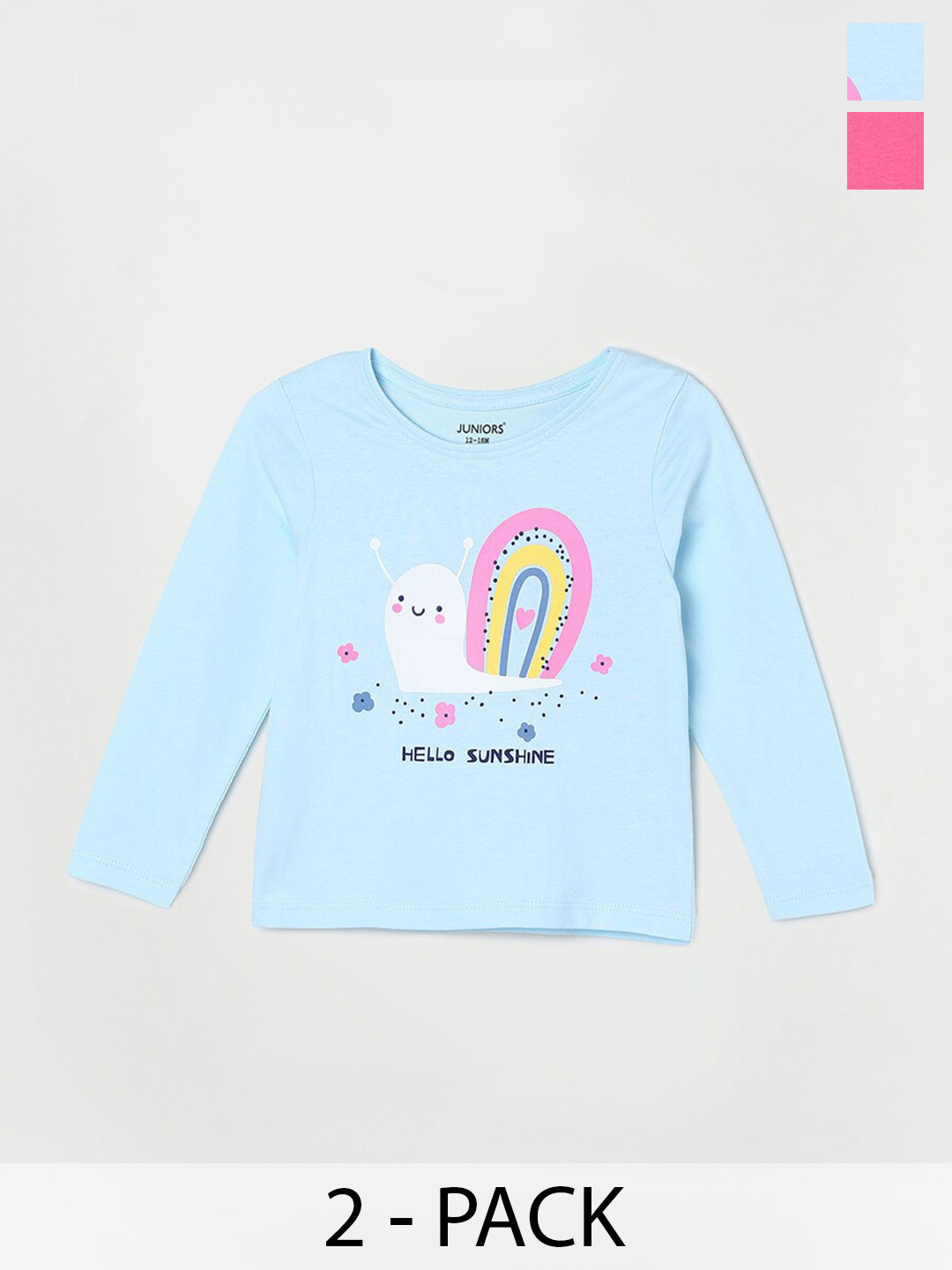 

Juniors by Lifestyle Girls Pack Of 2 Printed Pure Cotton T-shirt, Blue